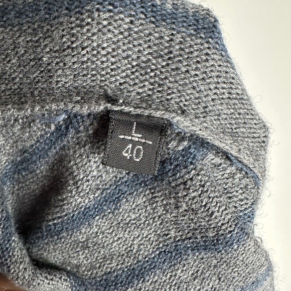 Massimo Dutti Men's Cotton Cashmere Blend Sweater Size L (40) Gray Blue Striped - Picture 7 of 8